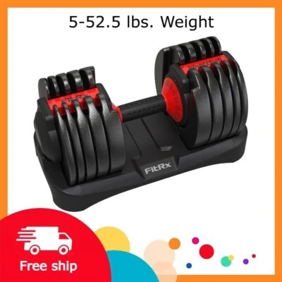 FitRx SmartBell, Quick-Select Adjustable Dumbbell for Home Gym, 5-52.5 lbs.