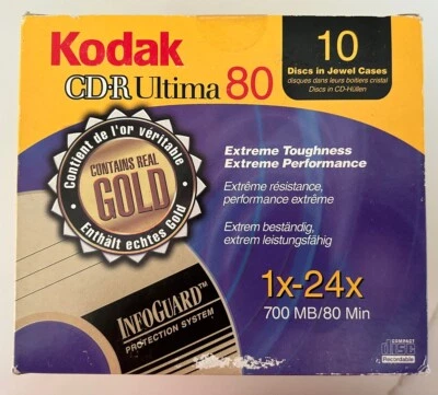 Kodak CD-R Ultima 700 MB/80 Min 10 Discs in Jewel Cases NEW SEALED New Old Stock - Image 1 of 4