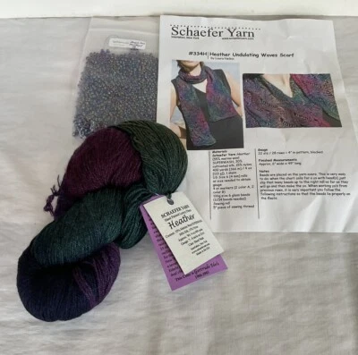 Heather Undulating Waves Scarf #334H Kit Schaefer Yarn Glass Beads Instructions - Image 1 of 4