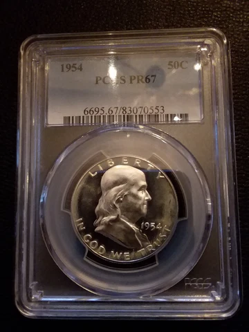 1954 PCGS PR67 FRANKLIN HALF ***2-SIDED CAMEO with LIGHT PERIPHERAL OBV TONE*** Cover