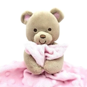 Carter's Child of Mine Minky Bear Lovey Plush Pink 10.75" Brown Satin Security - Picture 1 of 12