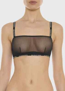 BALMAIN 302499 Women Sheer Tulle Bra Black size IT44/ US M - Picture 1 of 1