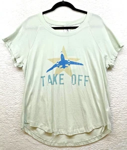 CAbi Shirt Womens Medium Green Departure Tee Sky High Graphic Airplane 6124 - Bild 1 von 12