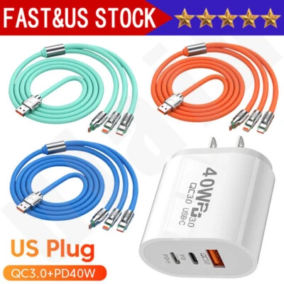 3 in 1 Fast USB Charging Cable Universal Multi Function Cell Phone Charger Cord - Image 1 of 4