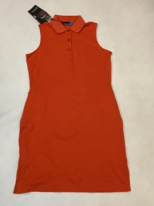 J. Lindeberg Women's ELSI Red Cotton Poly Sleeveless Polo Golf Dress Small NWT - Picture 1 of 6