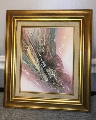 Pintura Original De Colección Enmarcada Firmada D. Pilar Texturizada 3D Art Deco Abstracto Foto 1 de 4