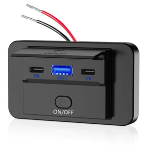 12V/24V Typ C USB PD QC 3.0 Auto Schnell Ladegerät Steckdose Panel Halterung - Bild 1 von 8