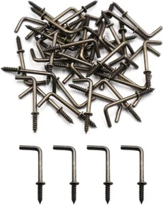  1 Inch 1 Shape Screw Hooks L Shape Hooks Vintage Bronze 7 Shape Right 40 Pack - Foto 1 di 3