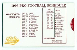 WASHINGTON REDSKINS ~ 1993 Pocket Schedule w/ NFL Sked ~ FREE SHIPPING - Picture 1 of 1