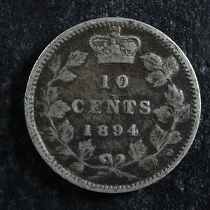 10 cents 1894 Obv. 5 Canada Queen Victoria silver c ¢ dime VG-10 - Picture 1 of 2