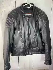 Vtg First Gear ZIPS 50 Black Heavy Leather Motorcycle Jacket - see pix - Picture 1 of 13