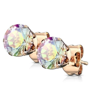 Pendientes Oro Rosa Cristal Aurora Borealis 1 Par 2 Piezas - Imagen 1 de 1