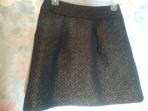Ann Taylor LOFT Short Black w/Gold Skirt. Size 2. Zippered in back. Elegant - Picture 1 of 7