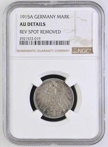 1915-A Germany Mark 1M — Wilhelm II Type 2 — NGC AU Details (Rev Spot Removed) - Picture 1 of 2