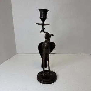 Vintage massiv Messing Kerzenständer Halter Vogel Statue Skulptur Figur 10" - Bild 1 von 9