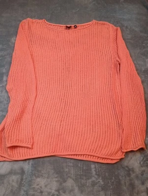 Blue by Saks Fifth Avenue Sweater Womens Sz XL Coral Orange Knit Crochet - Image 1 of 4