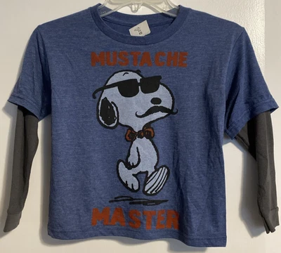 Camiseta Snoopy Peanuts Mustache Master Manga Larga Talla XS Mangas Tejidas Gofre Foto 1 de 4