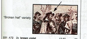 1893 U.S. COLUMBIAN EXPO 2c "BROKEN HAT VARIETY"  Sc#231c M/NH/OG GEM! See Note - Picture 1 of 3