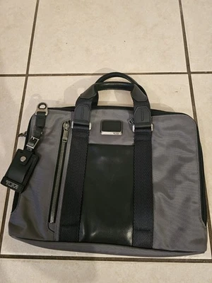 Tumi Alpha Bravo Aviano Slim Briefcase Laptop Bag Nylon Leather Gray with Tag - Image 1 of 4