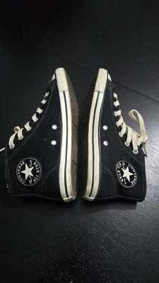 Converse Black Suede Leather trainers Shoes Shearling Fleece lined UK3 All-Star - Image 1 of 4