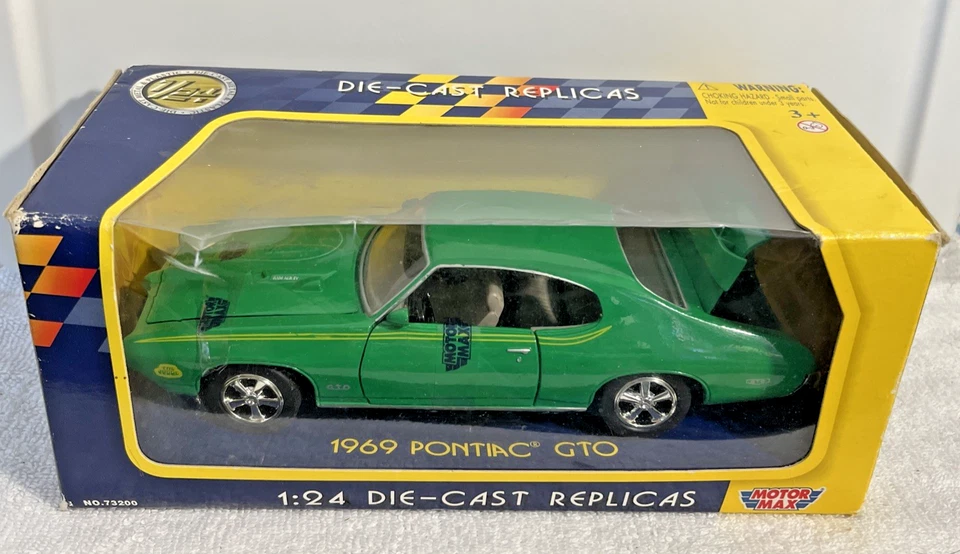 MOTOR MAX 1969 PONTIAC GTO ЛИТОЙ АВТОМОБИЛЬ 1:24 ЗЕЛЕНЫЙ IOB - Изображение 1 из 3