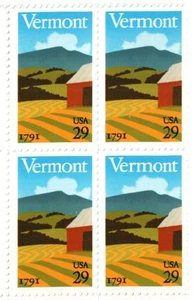 VERMONT--Block of 4 Collectible Stamps--FREE SHIPPING - Picture 1 of 1