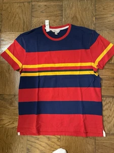 Vintage 90s J Crew T Shirt Mens Heavy Weight Striped Crew Large - Picture 1 of 1