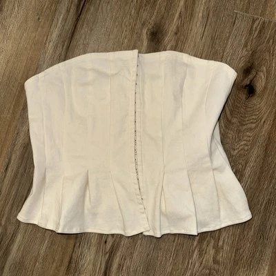 LA сердца верхний женщин средний укороченный джинсовой ткани бюстье кремовый Jean корсет - Изображение 1 из 4