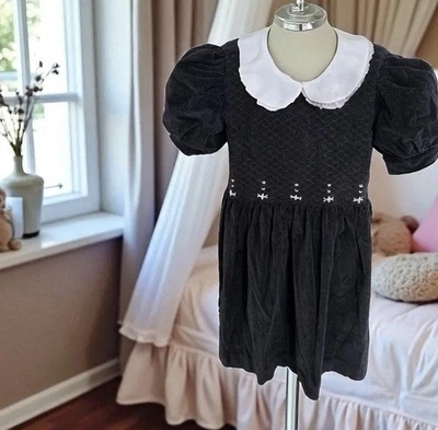 Vestido LK NW Anavini Negro Terciopelo Calado a Mano Talla 6 Foto 1 de 4