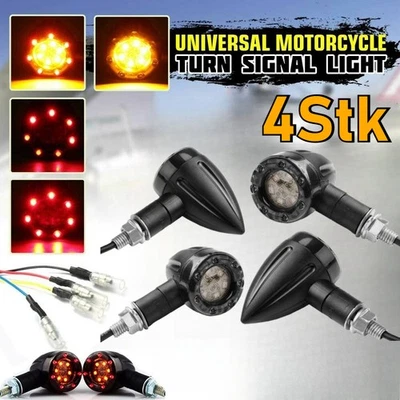 4x LED Mini Blinker 3in1 Rücklicht Bremslicht Schwarz Getönt Universal Motorrad - Bild 1 von 4