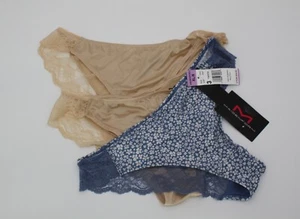 NUEVO CON ETIQUETAS Juego de 3 MAIDENFORM confort devoción ENCAJE TANGA AZUL FLORAL BEIGE SÓLIDO 8/XL - Imagen 1 de 6
