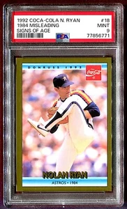 1992 NOLAN RYAN PSA 9 MINT #18 COCA-COLA 1984 MISLEADING SIGN OF AGE/GOLD BORDER - Picture 1 of 2