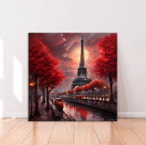 Red Shaded Paris Scenery Limited Edition High Quality Home Decor Australian Made - Picture 1 of 3
