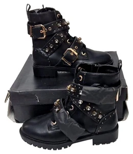 KURT GEIGER Trixabel Botas de Cuero Negras con Cremallera al Tobillo Damas EU 36 UK 3 - Imagen 1 de 9
