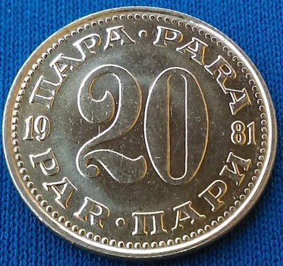 20 Para 1981. Yugoslavia SFRJ coin, ПАРА·PARA 1981. PAR·ПАРИ, Brass - TOP ! - Image 1 of 2