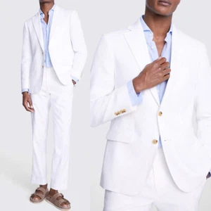 Men's Suit White Notch Lapel Single Breasted Regular Fit Party Casual Custom - Picture 1 of 13