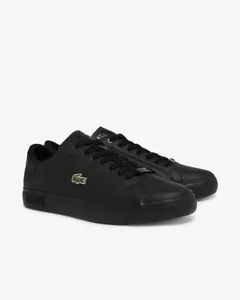 Lacoste Men's Powercourt 1121 Leather Casual Shoes Black Mens Sneaker 41SMA003 - Picture 1 of 6