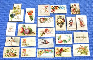 (21) Antique Victorian Trade Card Christmas Holiday smaller card 3" x 2" or so - Picture 1 of 7