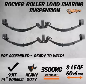 8 Leaf 3500KG Rocker Roller Tandem Trailer Spring Set Caravan Horse Float 14" - Picture 1 of 6