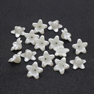 500 Pure White Acrylic Pearl Bead Cap Bellflower Bell Flower Beads 12mm