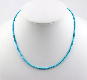 Turquoise Chain Arizona/Sleeping Beauty Ball Necklace Feingeschliffen Ca. 45 CM - Picture 1 of 3