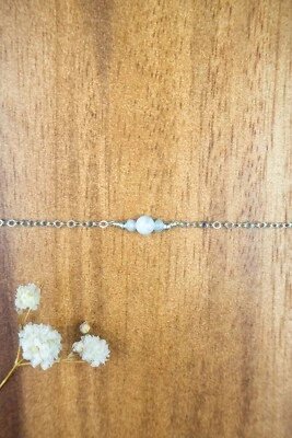 Fantastic Blue Lace Agate Dainty Gemstone Solid 935 Argentium Silver Anklets - Image 1 of 4