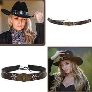 Adjustable Hat Band for Cowboy Hats Adult Vintage Cowgirl Cap Bands Accessories - Picture 1 of 8