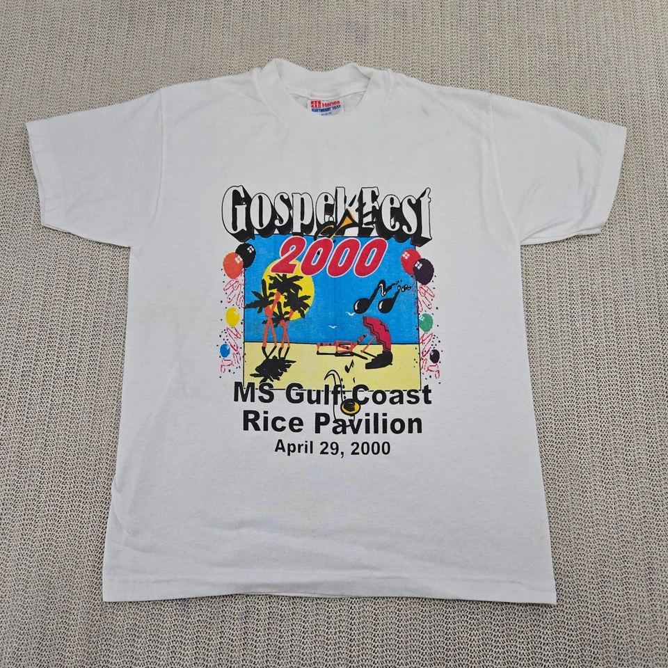 Vintage Gospel Fest 2000 Shirt Kids Youth Medium White Jesus Tee Mississippi - Image 1 of 4