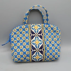 Vera Bradley RIVIERA BLUE Lined Tote Makeup Bag Retired 2008 Blue Yellow - Picture 1 of 8