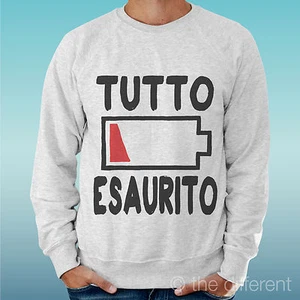 Men's Sweatshirt Grey Cute Sono Everything Esaurito Battery Gift Idea - Picture 1 of 1