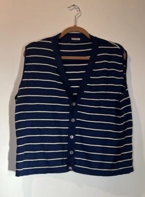 Chaleco Louis Féraud Vintage 100% Acetato EU 40 Medio Azul Marino/Crema Hecho en Canadá Foto 1 de 4