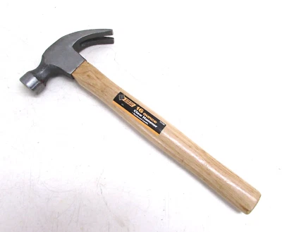 Empuñadura de acero 16 oz. MARTILLO DE GARRA CURVA #2257962, MANGO DE MADERA DURA, EE. UU. Foto 1 de 4