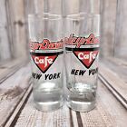 Vintage Harley Davidson Cafe New York Motor Cycles Clear Shooter Shot Glass Pair
