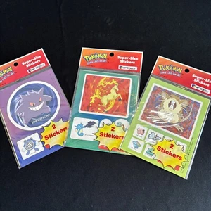 (3) Pokemon Artbox Super-Size Sticker Meowth Raticate Gengar Blastoise Rapidash - Bild 1 von 13